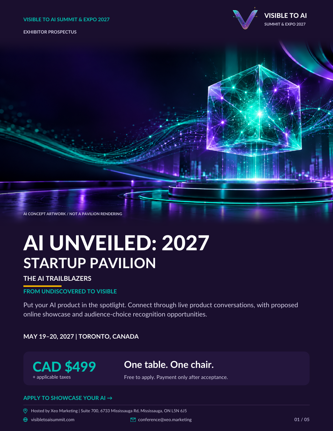 Cover of the AI UNVEILED 2027 Startup Pavilion prospectus